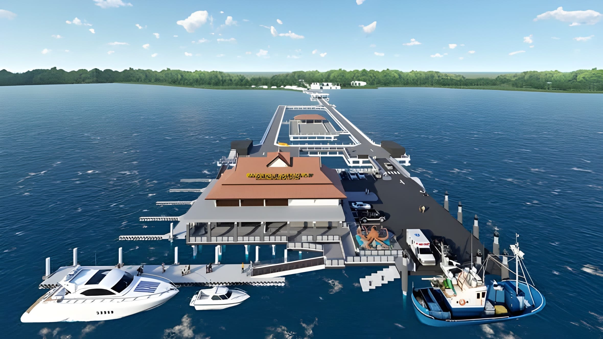 Ao Por ferry pier: Phuket to Krabi by sea on the new Andaman Ring 3 Render of the rebuilt Manoh pier on Koh Yao Noi